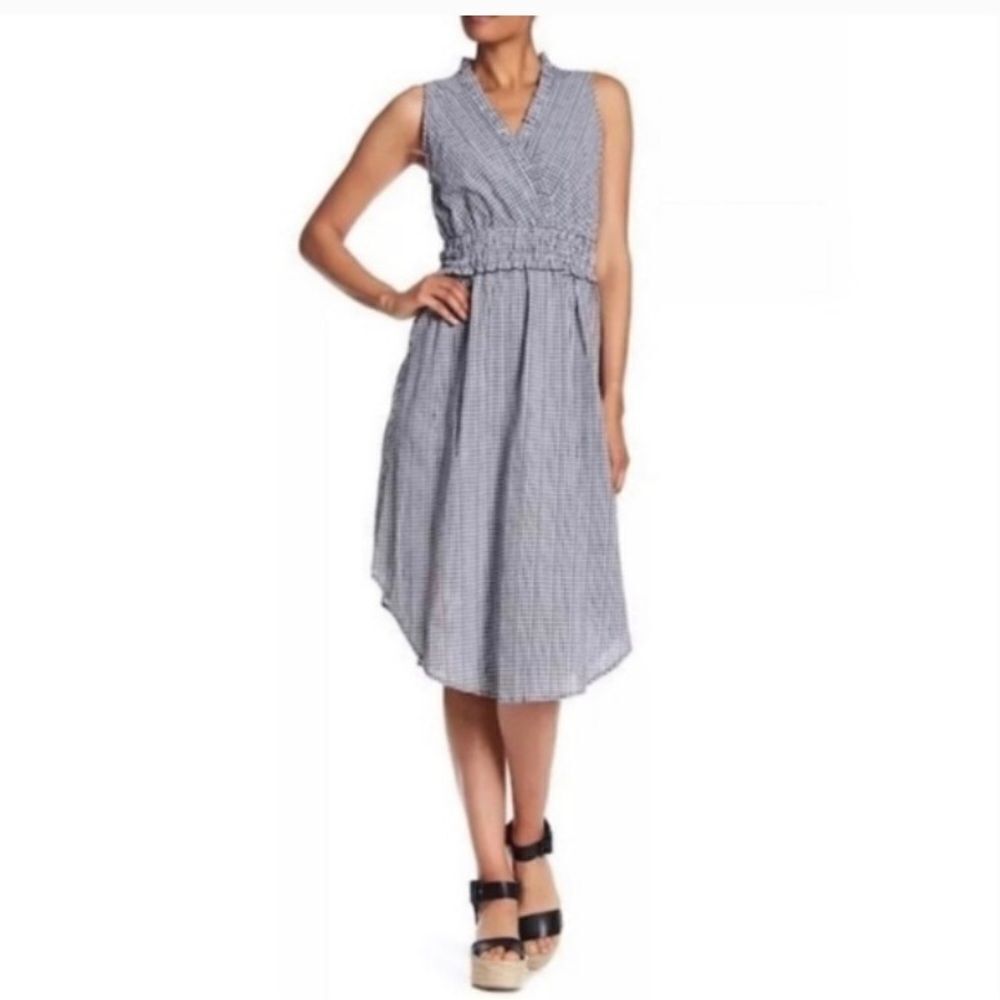 Hope & Harlow Sleeveless Blue Gingham Midi Dress Size 8
